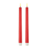 24x LED Flickering Flame Taper Candles 25cm Tall Candle Real Wax Red - Unscented