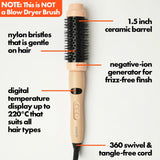 Thermal Brush for Blowout Look - 1.5 Inch Heated Round Brush with Ionic Technology