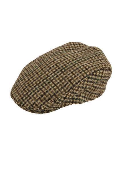 DENTS Abraham Moon Tweed Flat Cap Wool Ivy Hat Driving Cabbie Quilted - Brown