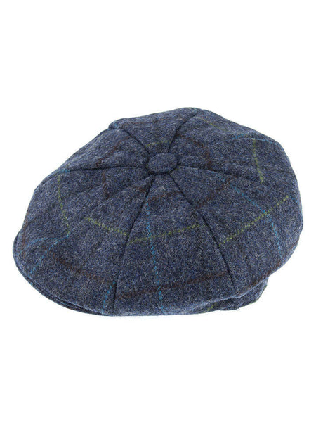 DENTS Mens Abraham Moon Check Tweed Newsboy Cap - Blue