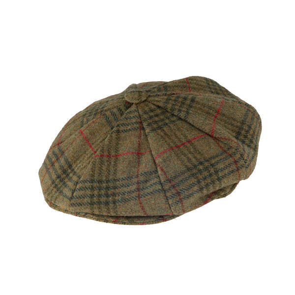 Dents Mens Abraham Moon Check Tweed Newsboy Cap Hat - Sage