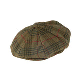 Dents Mens Abraham Moon Check Tweed Newsboy Cap Hat - Sage