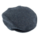 Dents Men's Abraham Moon Herringbone Tweed Flat Cap - Navy