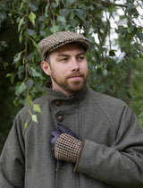 DENTS Abraham Moon Yorkshire Wool Dogtooth Ivy Flat Cap Hat - Brown