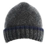 Dents Mens Knitted Hat w/ Turn Up Brim Warm Winter Ski - Charcol / Navy