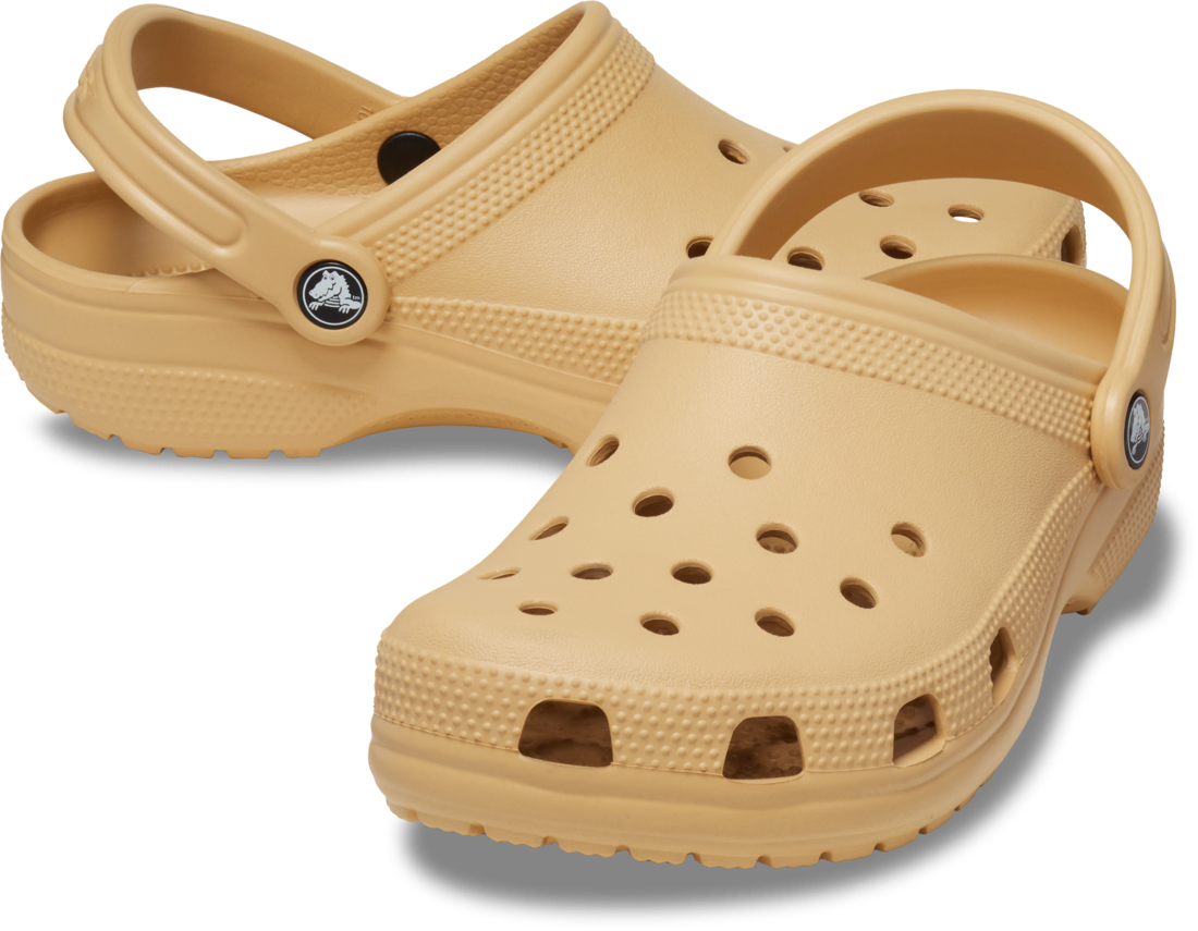 Crocs Classic Clogs Roomy Fit Sandal Clog Sandals Slides Waterproof in Wheat