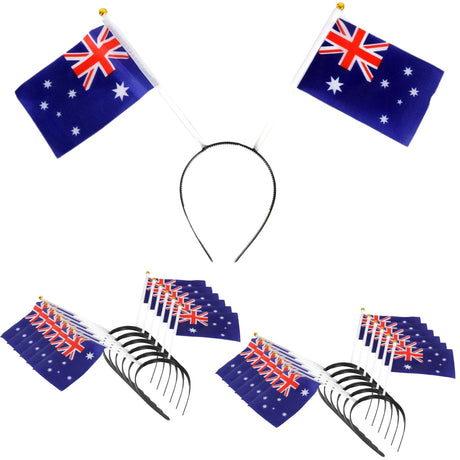 12x Australia Flag Headband with Dual Flags - Fun Aussie Accessory for Celebrations