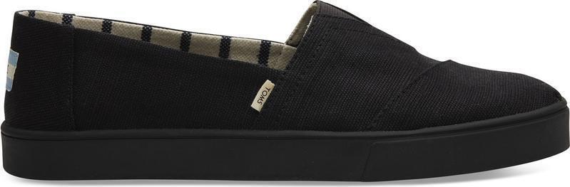 TOMS Mens Heritage Canvas Cupsole Alpargatas Shoes Slip On - Black On Black