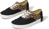 TOMS Womens Casual Canvas Shoes Sneakers Flats Low Cut - Black/Leopard