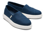 TOMS Womens Platform Alpargata Canvas Shoes Slip On Casual Shoes Flats - Blue