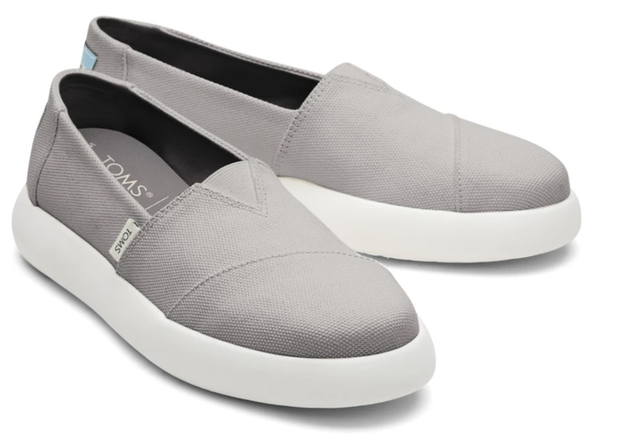 TOMS Womens Canvas Slip On Shoes Sneakers Flats Alpargata Espadrilles - Grey