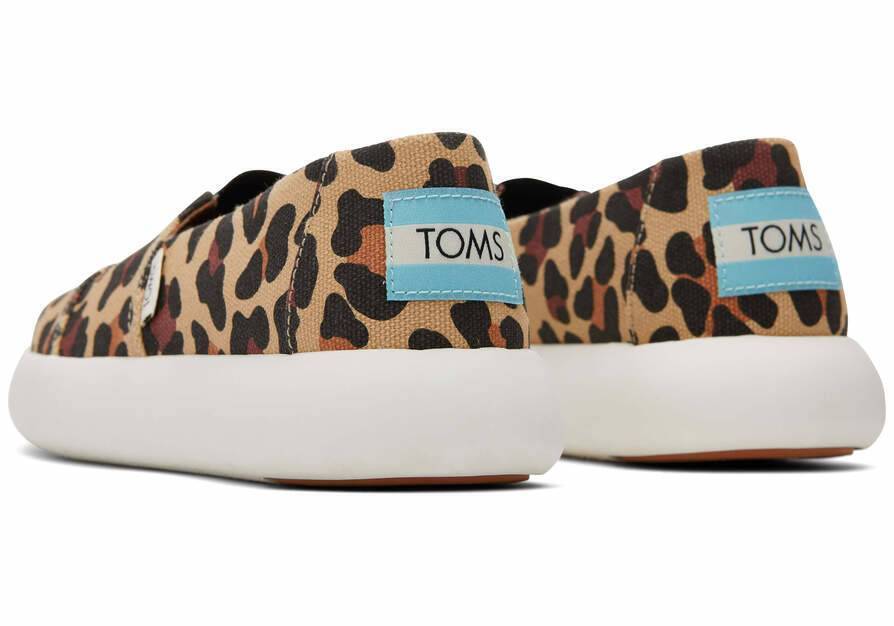 TOMS Womens Canvas Slip On Shoes Sneakers Flats Platform Espadrilles - Leopard Print