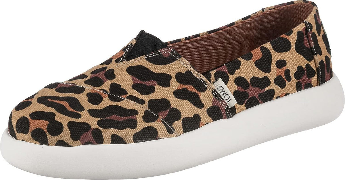 TOMS Womens Canvas Slip On Shoes Sneakers Flats Platform Espadrilles - Leopard Print