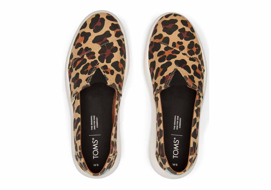 TOMS Womens Canvas Slip On Shoes Sneakers Flats Platform Espadrilles - Leopard Print