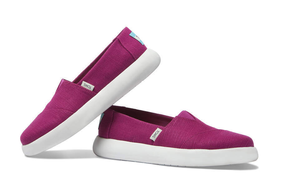 TOMS Womens Canvas Slip On Shoes Sneakers Flats Platform Espadrilles - Fuchsia Pink