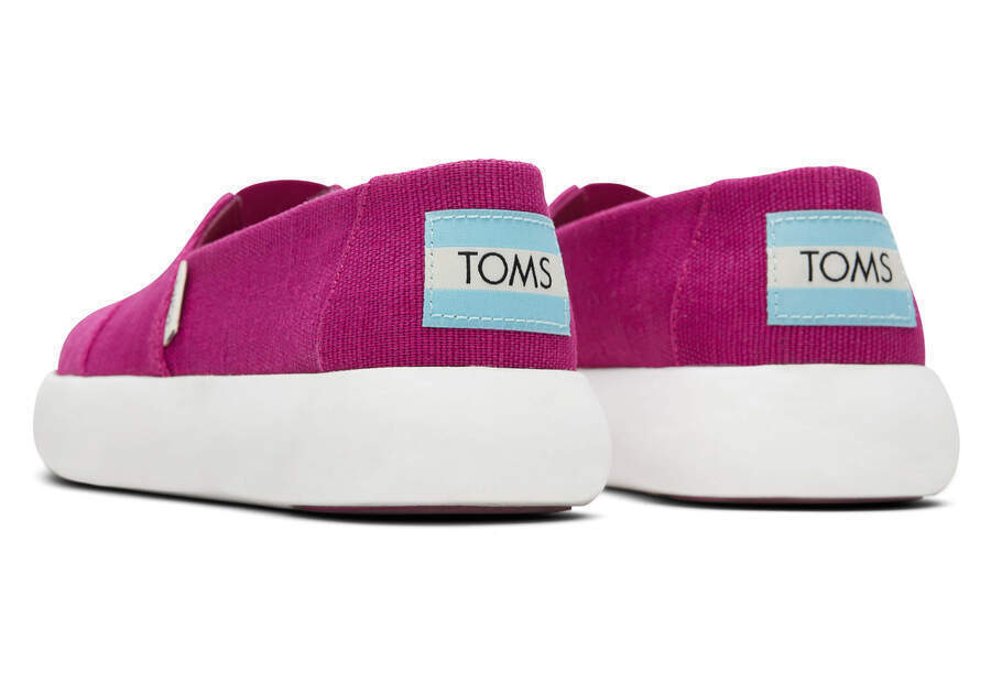 TOMS Womens Canvas Slip On Shoes Sneakers Flats Platform Espadrilles - Fuchsia Pink