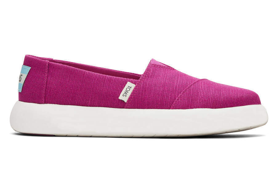 TOMS Womens Canvas Slip On Shoes Sneakers Flats Platform Espadrilles - Fuchsia Pink