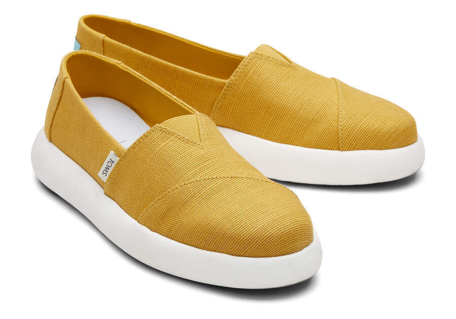 TOMS Womens Canvas Slip On Shoes Sneakers Flats Alpargata Espadrilles - Mustard