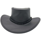 Jacaru Swagman Leather Outback Hat Wide Brim - Black