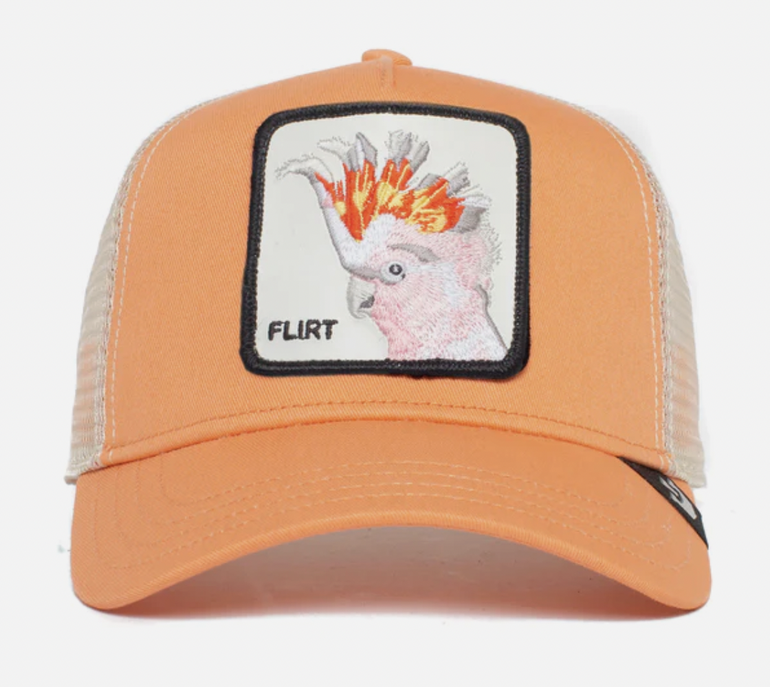 Goorin Brothers Mens Baseball Trucker Cap Hat Snapback The Flirty Bird - Coral