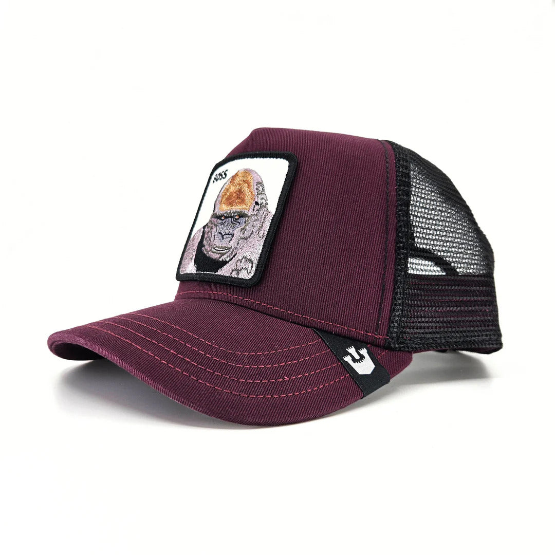 Goorin Bros The Boss Gorilla Hat Animal Trucker Cap Snapback in Burgundy