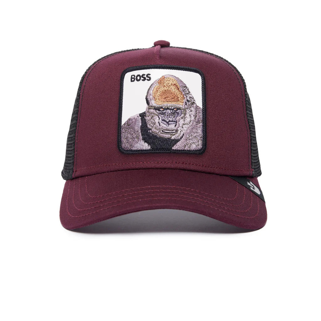 Goorin Bros The Boss Gorilla Hat Animal Trucker Cap Snapback in Burgundy