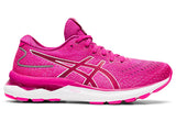 Asics Womens Gel Nimbus 24 Sneakers Running Shoes Runners - Fuchsia Red/White