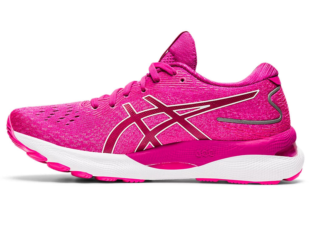 Asics Womens Gel Nimbus 24 Sneakers Running Shoes Runners - Fuchsia Red/White