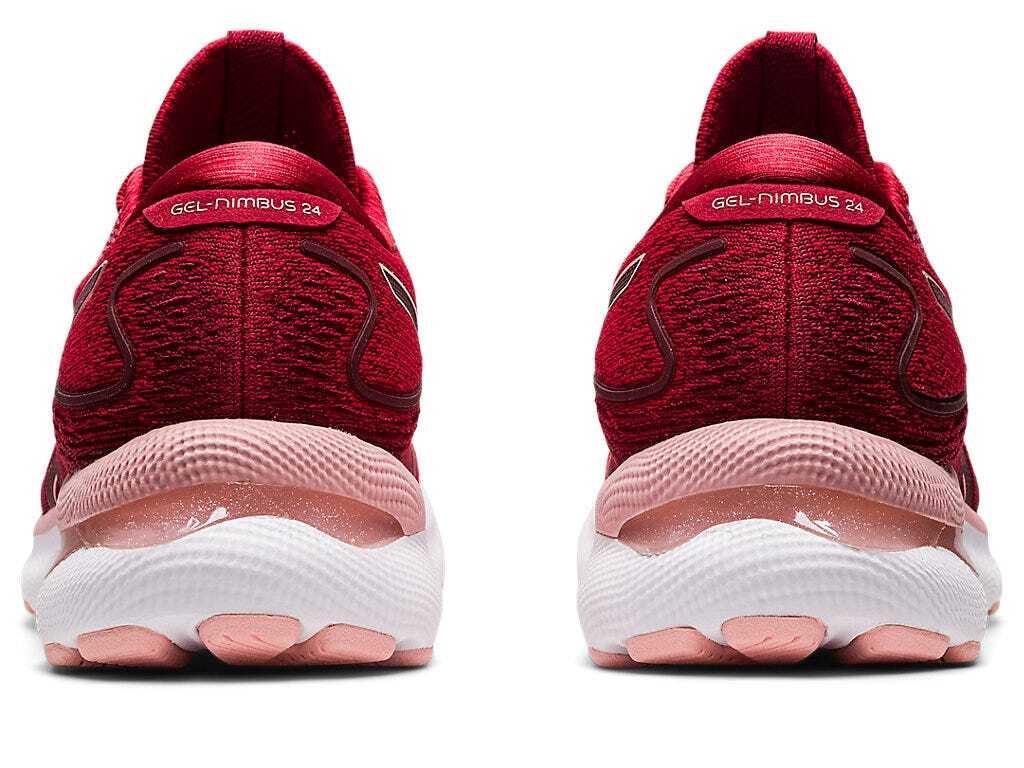 Asics Womens Nimbus 24 Sneakers Running Shoes Runners - Cranberry/Frosted Rose