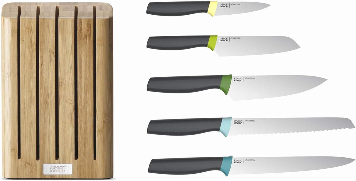 Joseph Joseph Elevate 5pcs Knife Set w/ Slimline Bamboo Storage Block