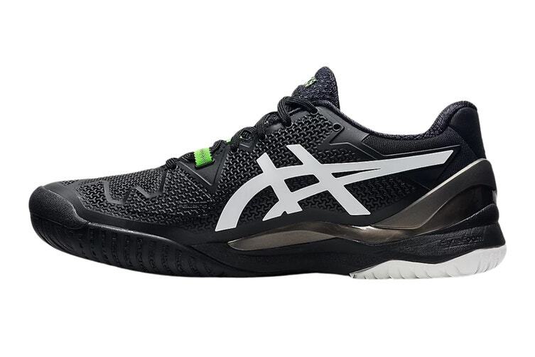 ASICS Mens Gel-Resolution 8 Clay Tennis Shoes Herringbone Sole in Black/Green Gecko