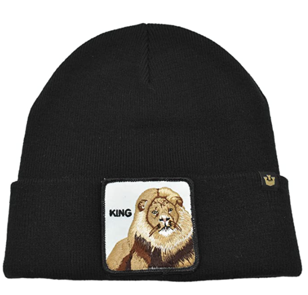 Goorin King Beanie Hat Hear Me Roar Warm Winter Ski Animal Series - Black