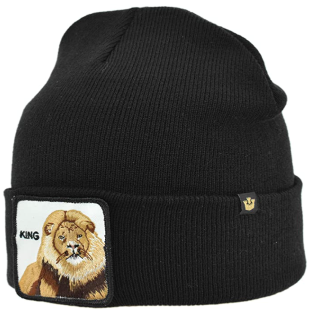 Goorin King Beanie Hat Hear Me Roar Warm Winter Ski Animal Series - Black