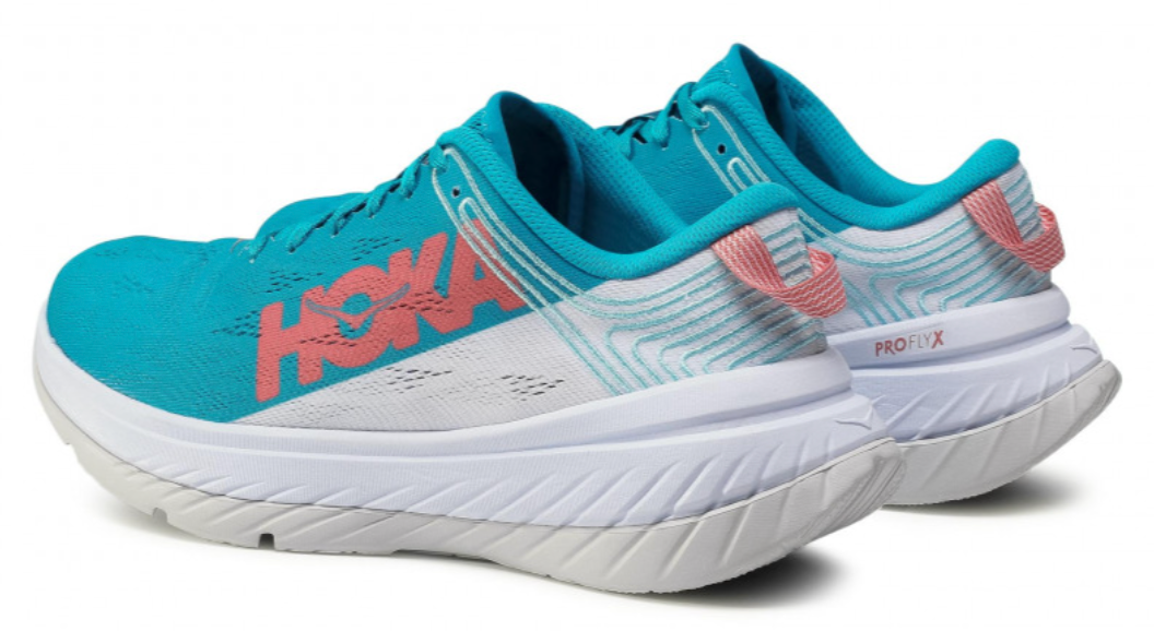 Hoka One Womens Carbon X Running Shoes Sneakers Runners - Blue/Beige