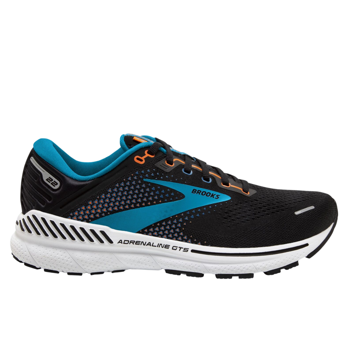 Brooks Mens Adrenaline GTS 22 Sneakers Shoes Road Running - Black/ Blue/ Orange