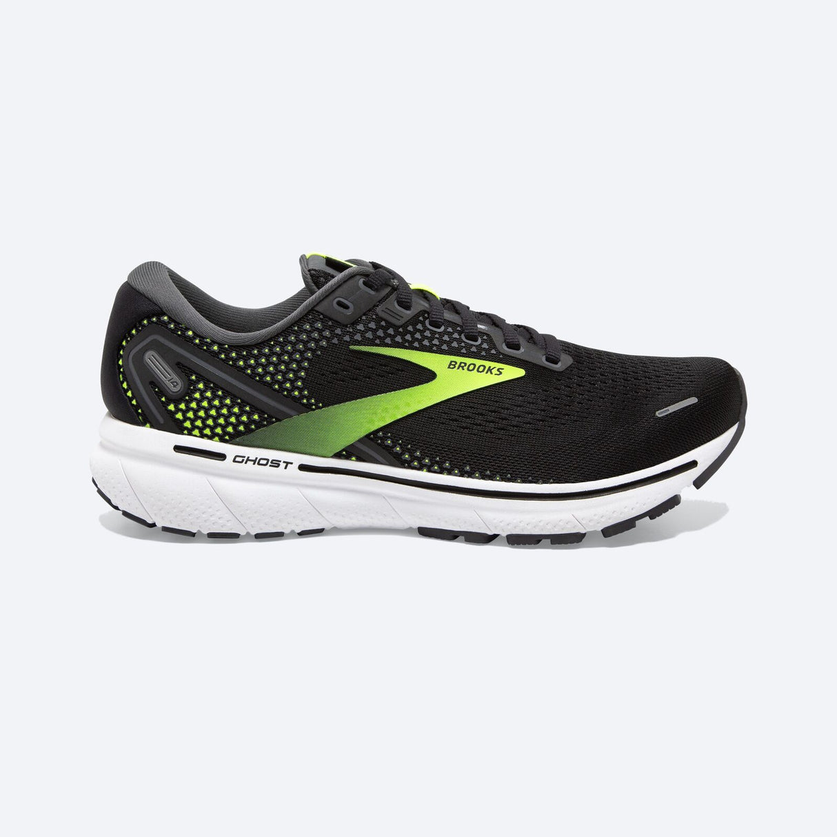 Brooks Mens Wide Ghost 14 Sneakers Shoes Athletic Road Runners - Black/Green