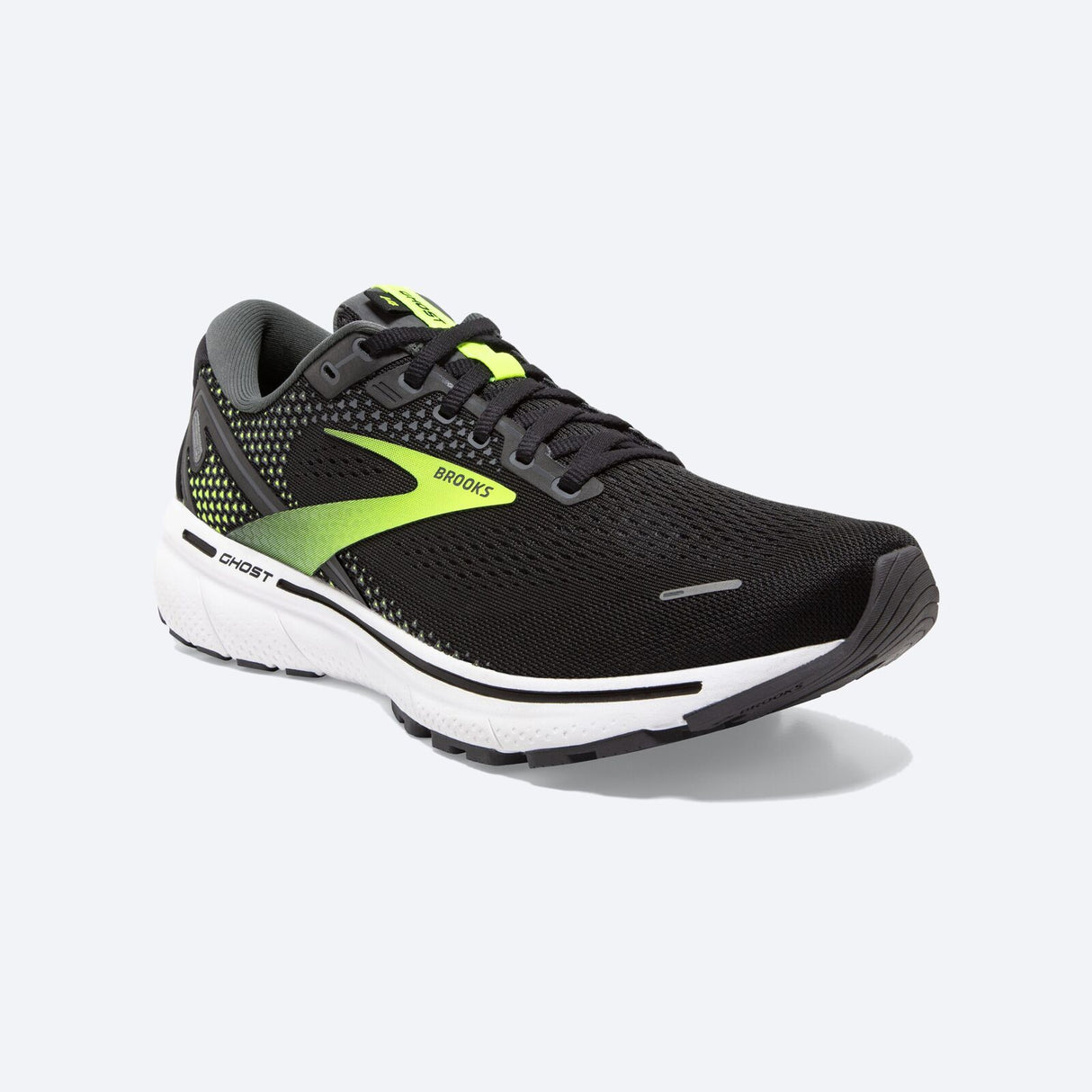 Brooks Mens Wide Ghost 14 Sneakers Shoes Athletic Road Runners - Black/Green