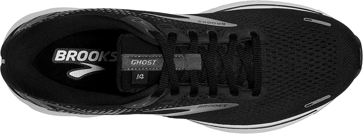 Brooks Ghost 14 Mens Neutral Shoes Runners Sneakers Width (D)  - Black/White/Silver