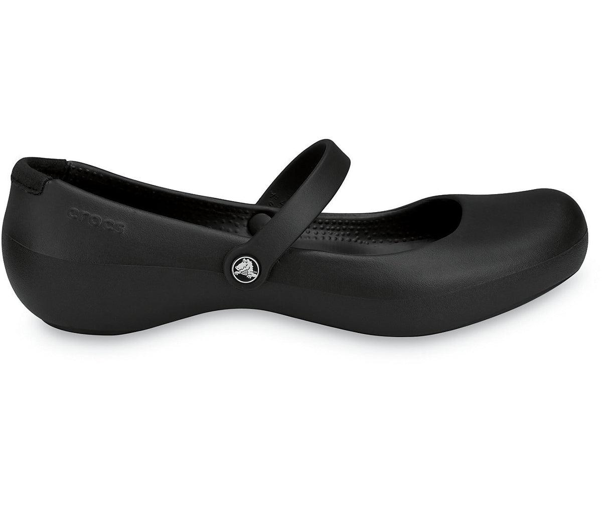 Crocs Womens Alice Work Mary Jane Flats Shoes Slip On Genuine - Black