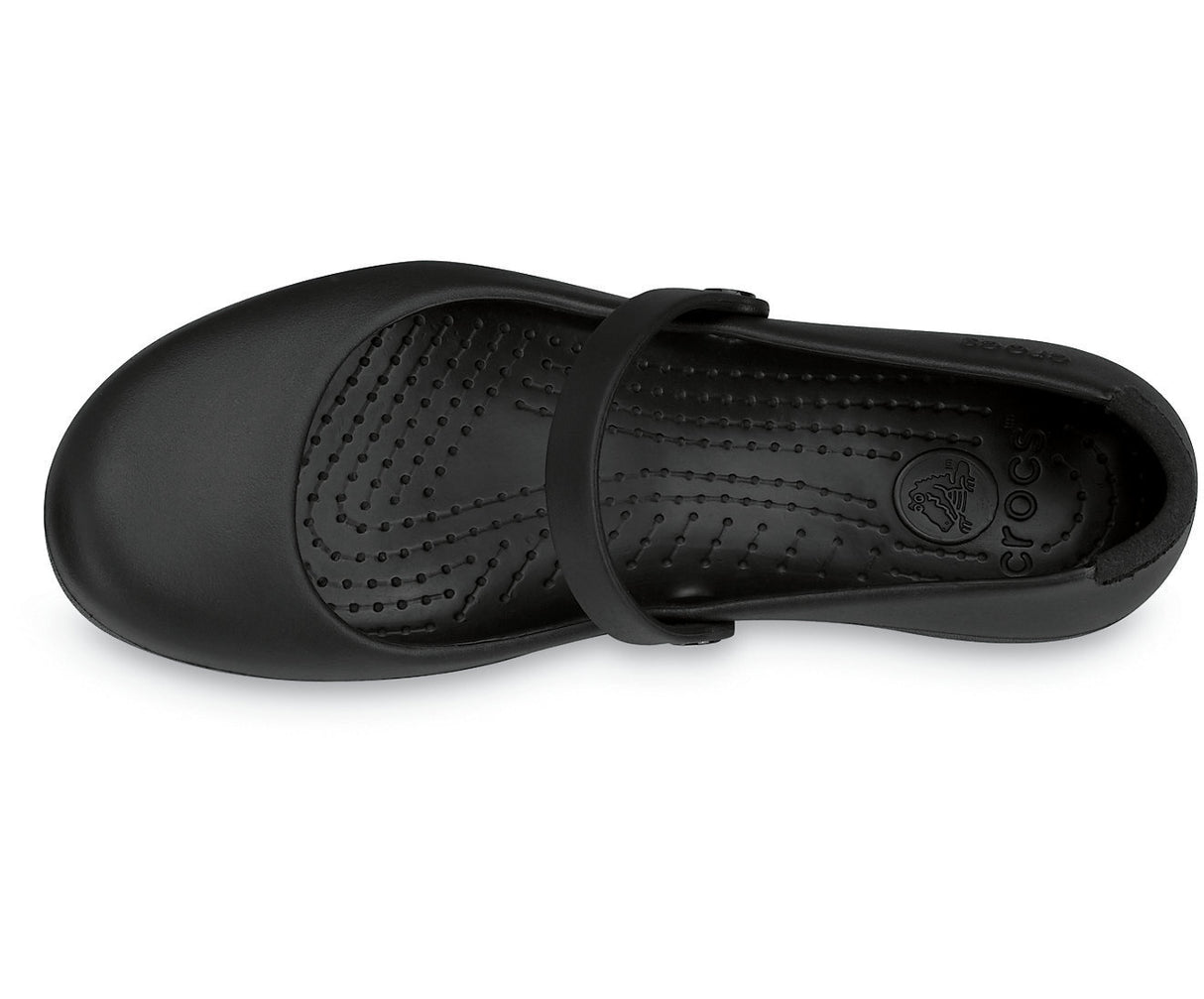 Crocs Womens Alice Work Mary Jane Flats Shoes Slip On Genuine - Black