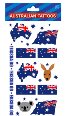 Body Tattoos Fake Temporary Face Australian Aussie Day Flag Contemporary Tats