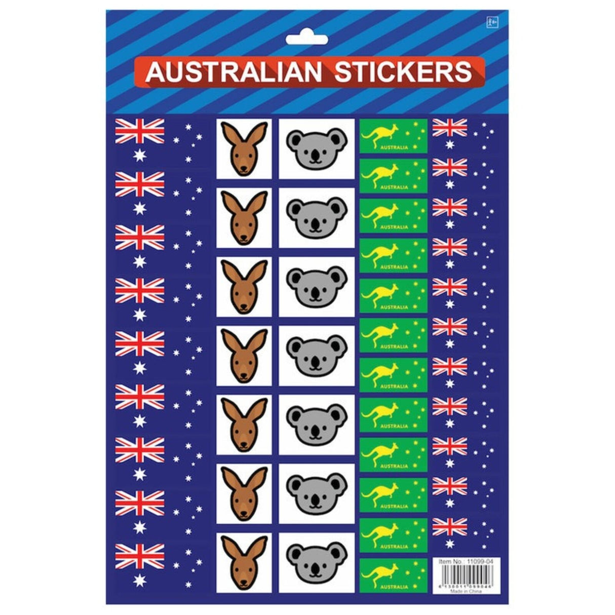 Australian Flag Stickers – A4 Sheet of Festive Stickers for Australia Day Celebrations