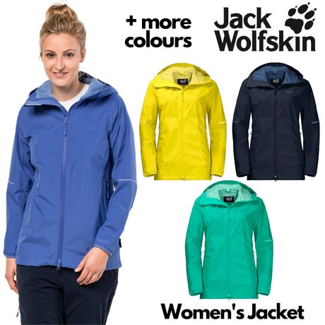 Jack Wolfskin Womens Sierra Pass Ecosphere Jacket Waterproof Windproof Lightweight - Midnight Blue