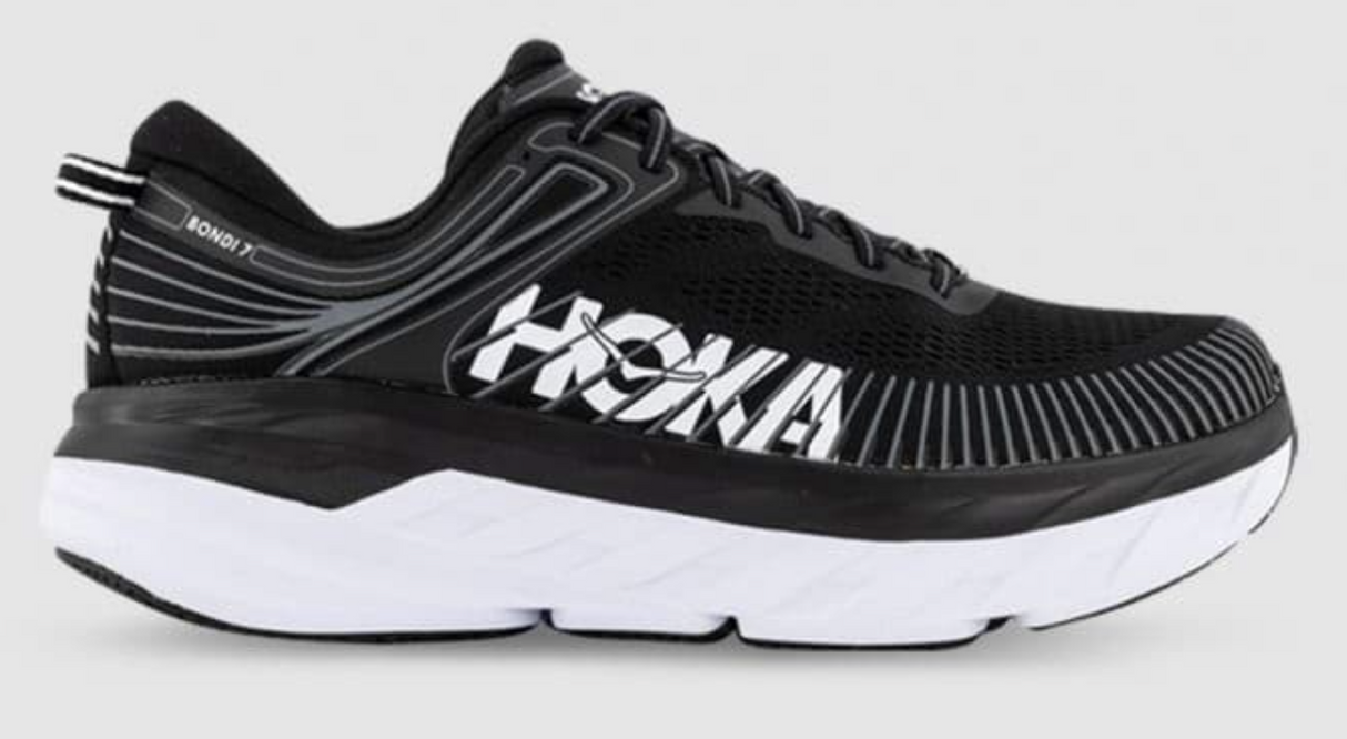 Hoka Mens Bondi 7 Sneakers Athletic Lightweight Runners Shoes - Black/White