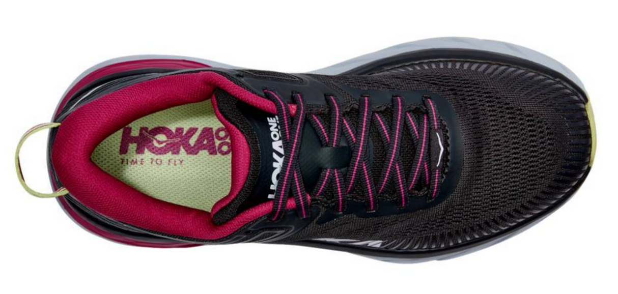 Hoka Womens Bondi 7 Sneakers Runners Shoes - Blue Graphite/Festival Fuchsia