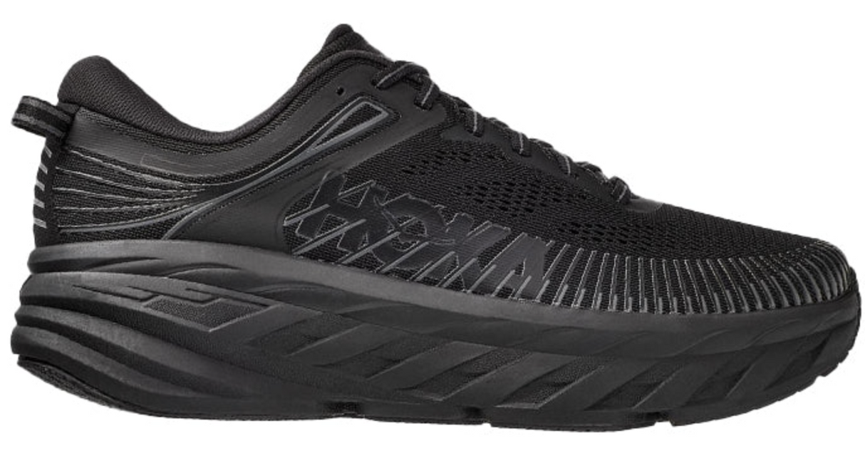 Hoka Mens Bondi 7 Wide Comfort Sneakers Runners Athletic Shoes - Black/Black