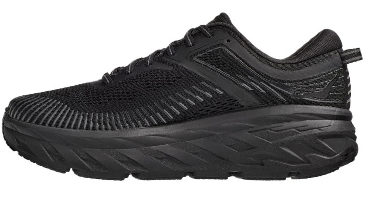 Hoka Mens Bondi 7 Wide Comfort Sneakers Runners Athletic Shoes - Black/Black