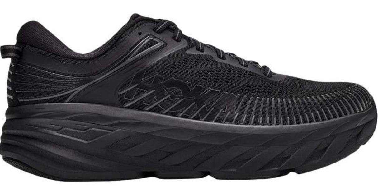 Hoka Womens Bondi 7 Wide Athletic Sneakers Comfort Runners Shoes - Black/Black