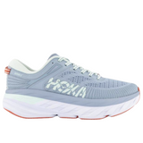 Hoka Womens Bondi 7 Wide Sneakers Running Athletic Shoes - Blue Fog/Blue Glass