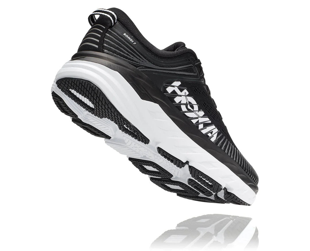 Hoka Womens Bondi 7 Wide Sneakers Runners Comfort Shoes Athletic - Black/White